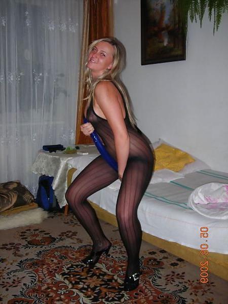 15P Blond bodystocking slut