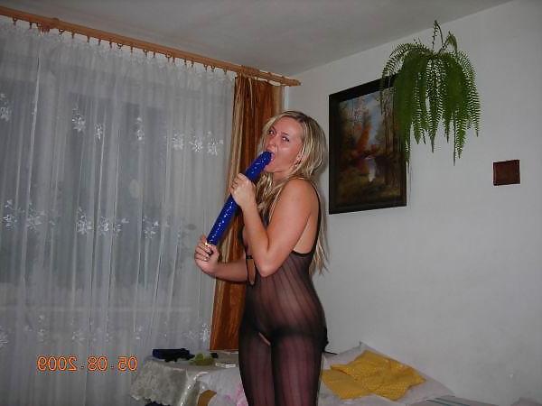 15P Blond bodystocking slut
