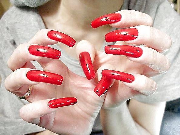 4P Long red nails is my fetish