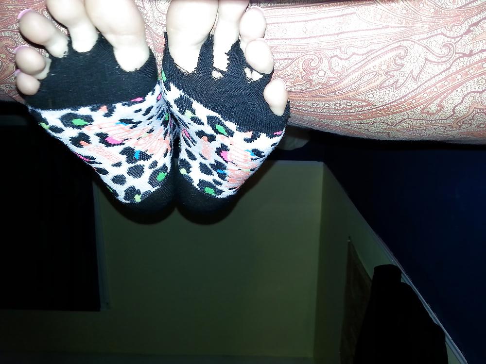 22P Sexy soles and long toes in socks and nylons