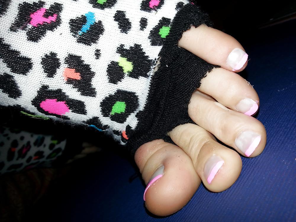 22P Sexy soles and long toes in socks and nylons