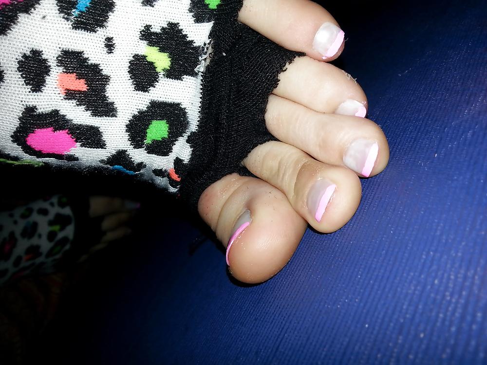 22P Sexy soles and long toes in socks and nylons