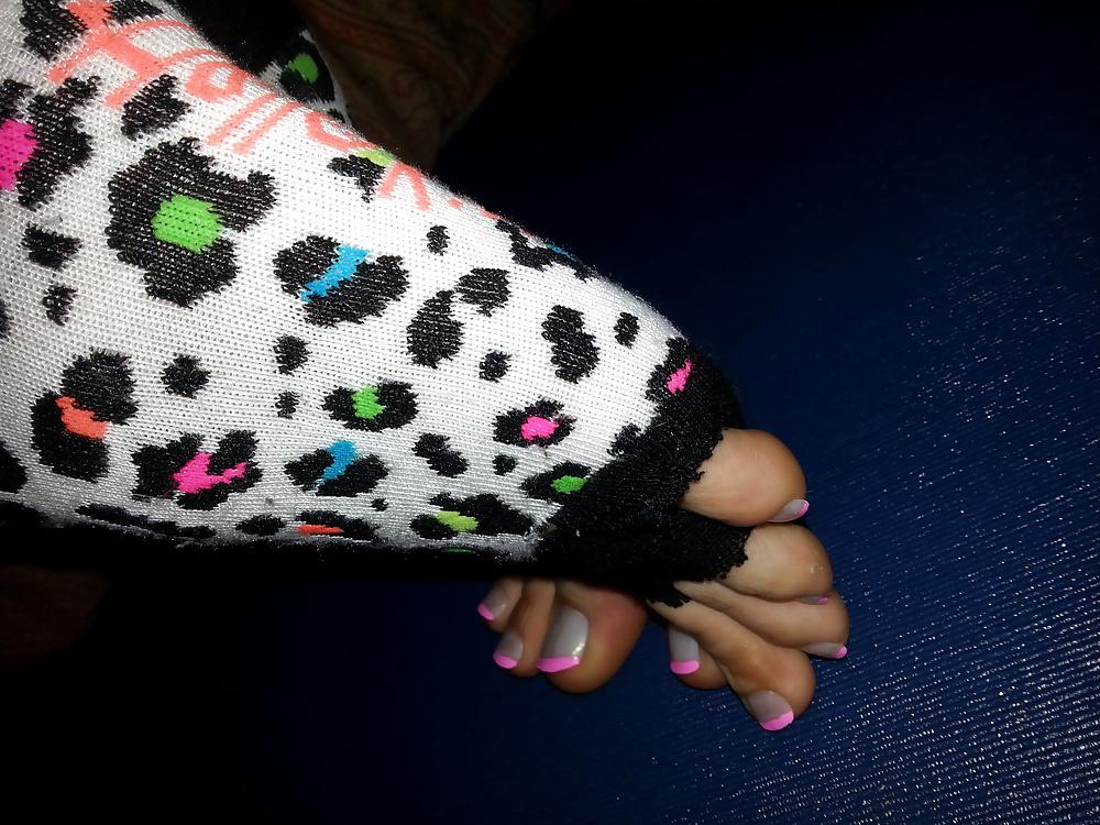 22P Sexy soles and long toes in socks and nylons