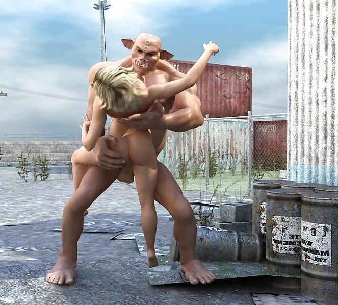 25P Blond slut fucked by monster