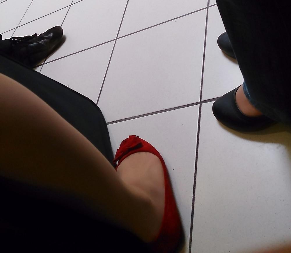 11P Candid shots of teen in pantyhose and ballerinas flats