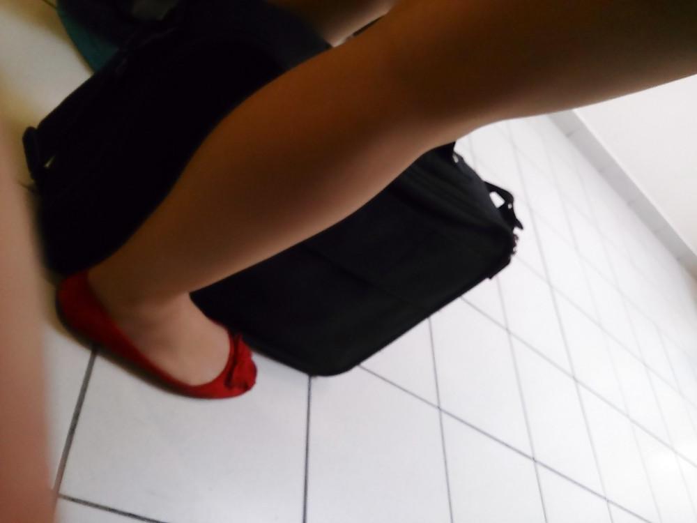 11P Candid shots of teen in pantyhose and ballerinas flats