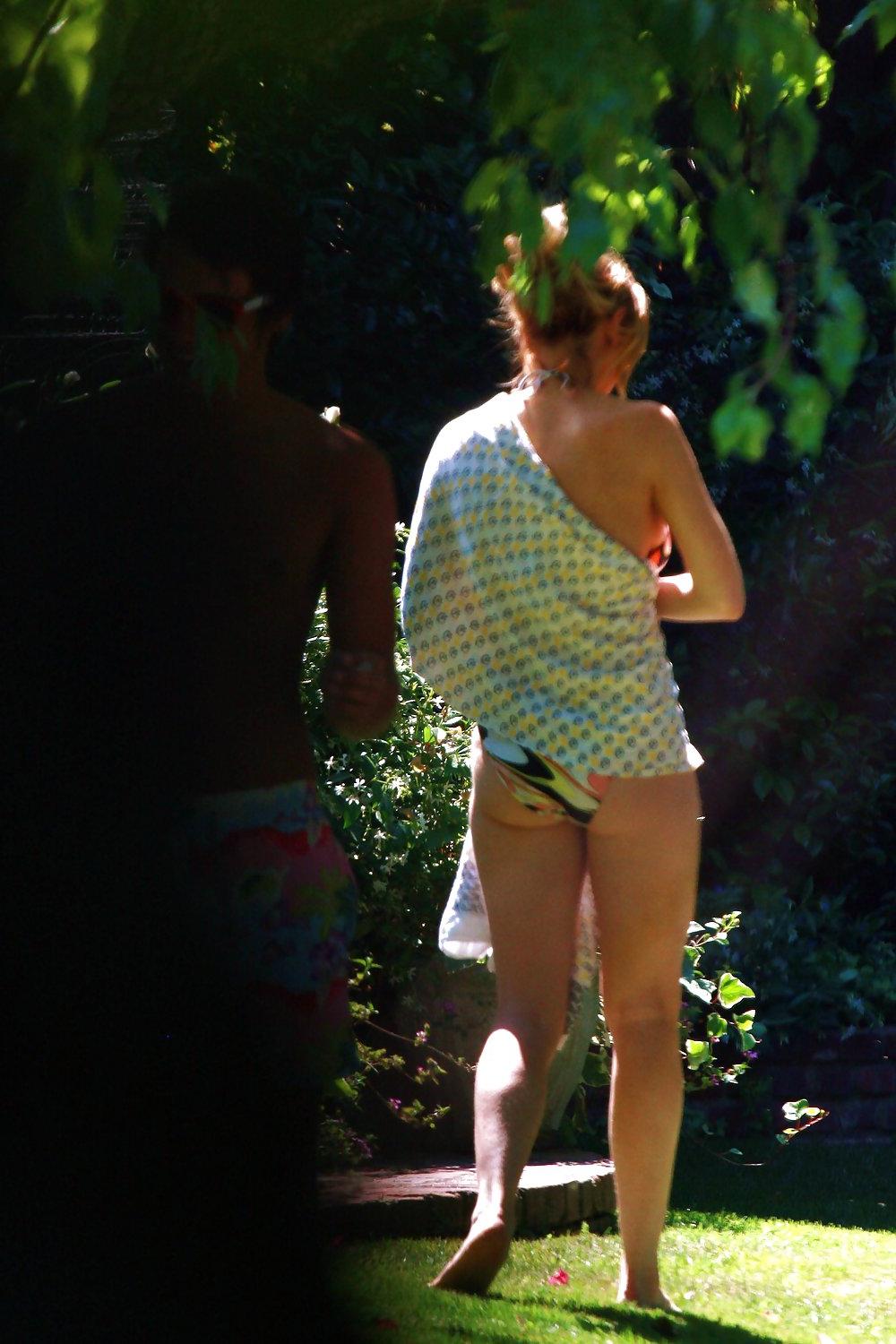 7P Lindsay Lohan walking around a park in a Bikini 