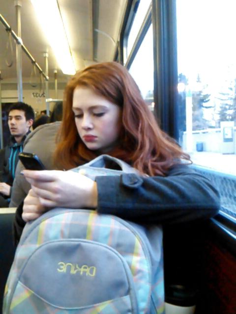 14P Voyeur - Karen Gillan lookalike on the train