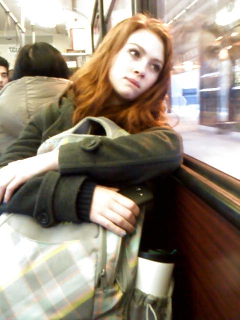 14P Voyeur - Karen Gillan lookalike on the train