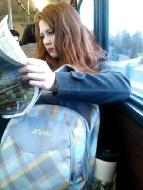 14P Voyeur - Karen Gillan lookalike on the train