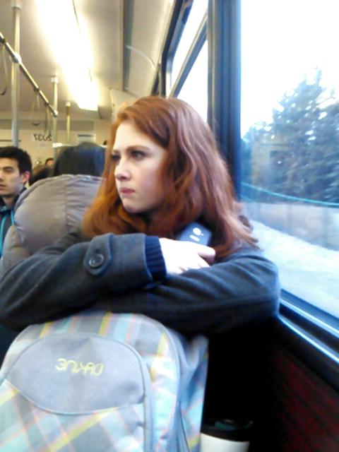 14P Voyeur - Karen Gillan lookalike on the train