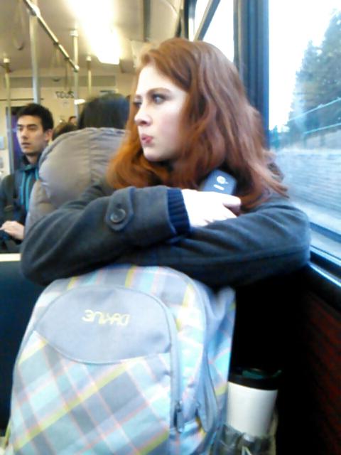 14P Voyeur - Karen Gillan lookalike on the train