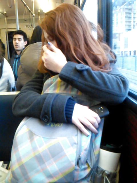 14P Voyeur - Karen Gillan lookalike on the train