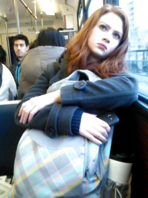 14P Voyeur - Karen Gillan lookalike on the train
