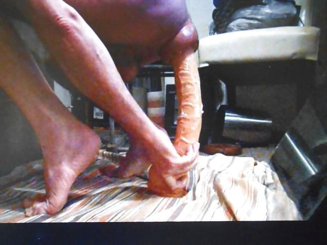 8P Long dildo in pumped ass