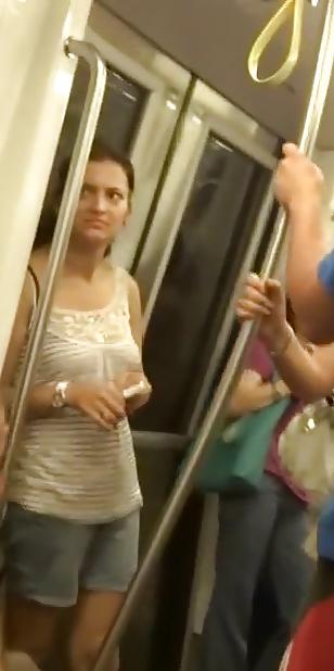 25P Spy ass, boobs and face in subway romanian