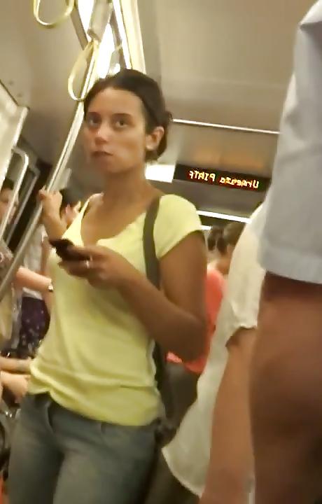25P Spy ass, boobs and face in subway romanian