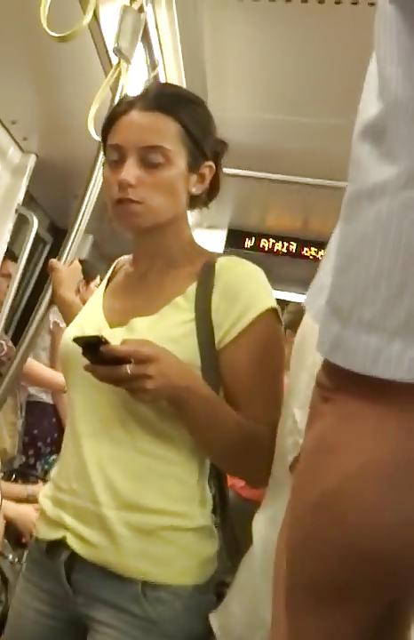 25P Spy ass, boobs and face in subway romanian