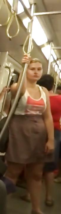 25P Spy ass, boobs and face in subway romanian