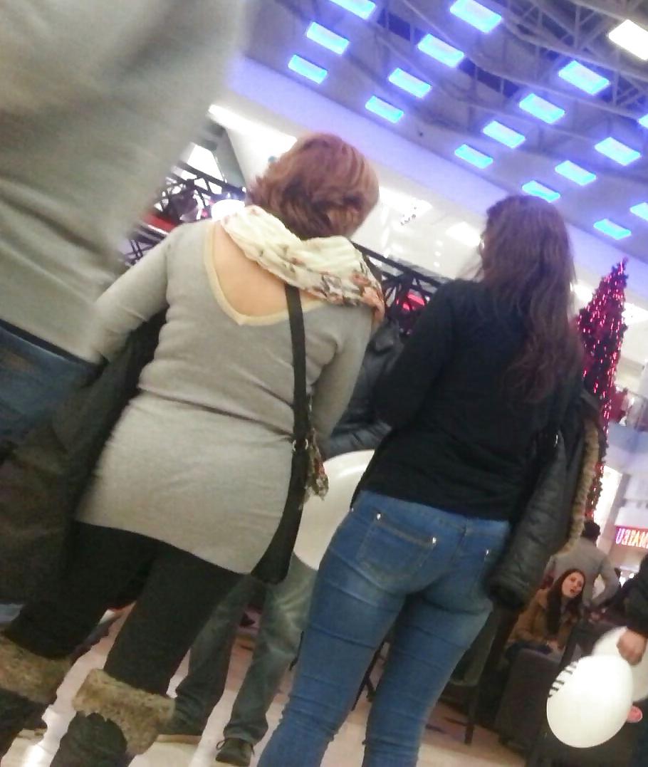 17P Spy sexy ass old + young in mall romanian