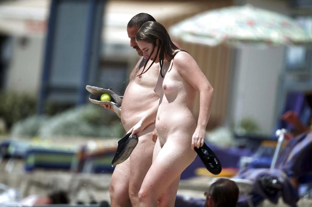17P Nudist daughter & NOT dad at the beach