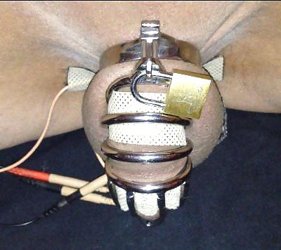 8P Chastity Cage Estim Cum