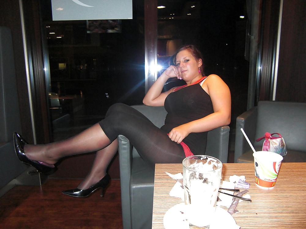 25P Busty girl in leggings and pantyhose