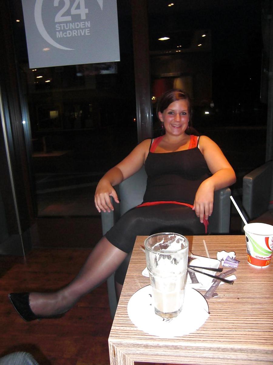 25P Busty girl in leggings and pantyhose