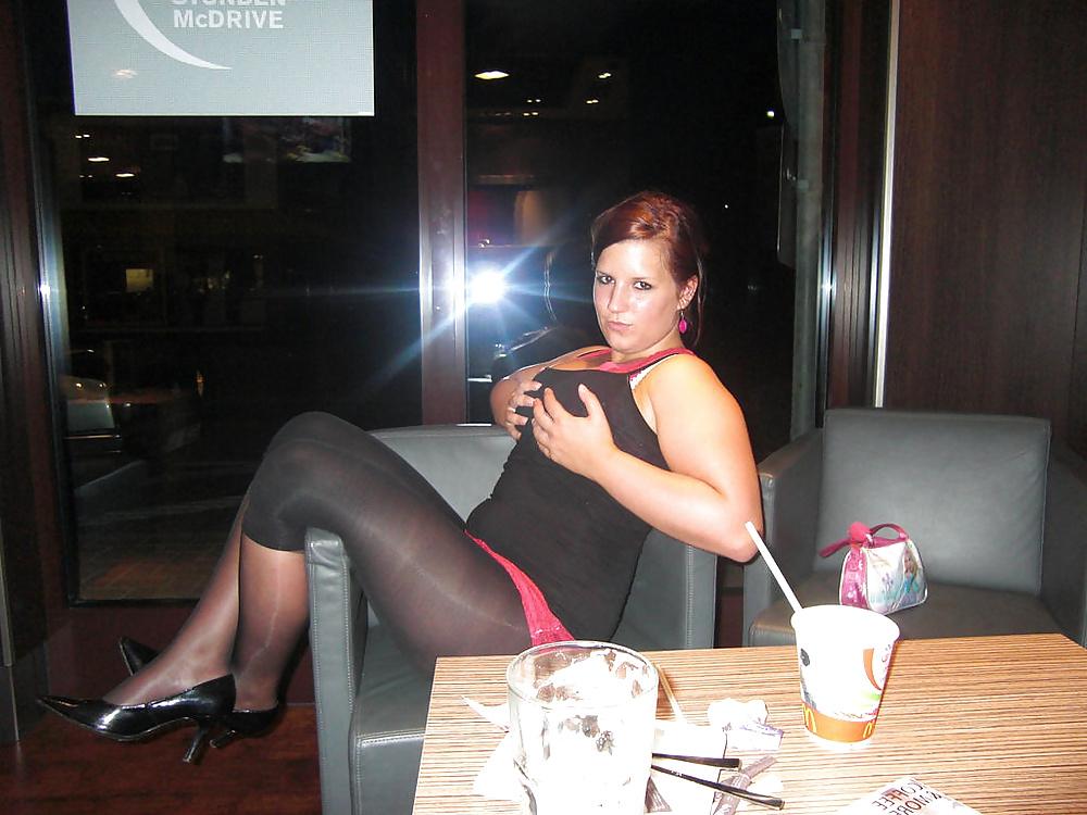 25P Busty girl in leggings and pantyhose