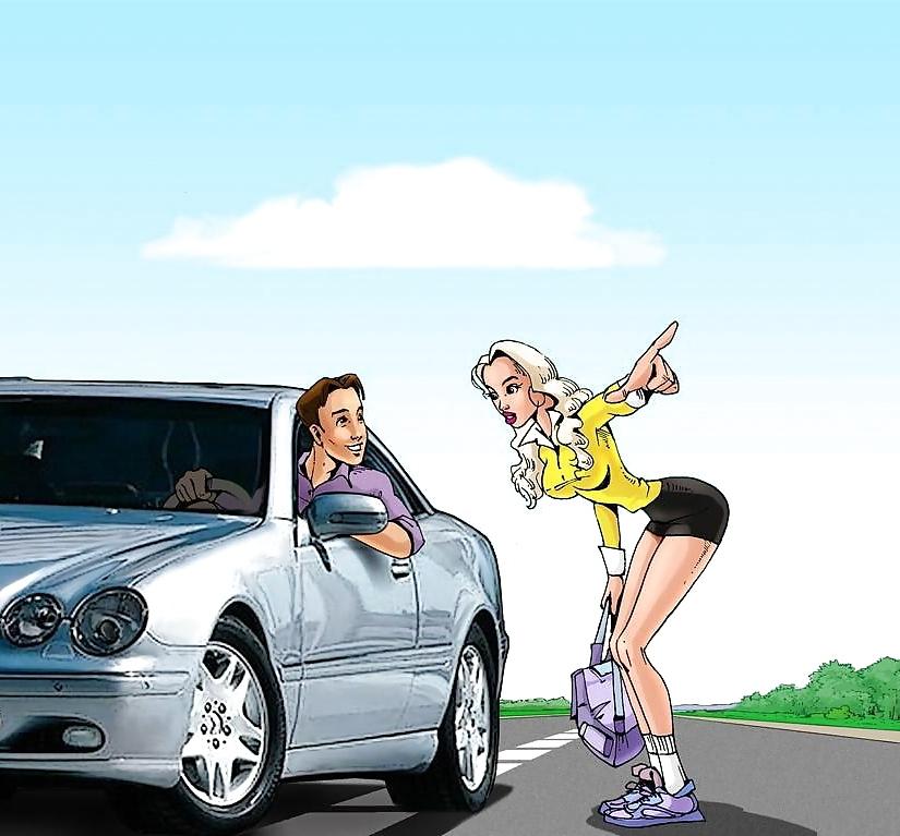 12P White panties 28:Comix hitch hiker.