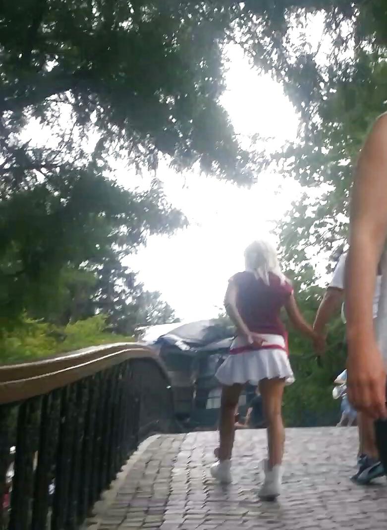 7P Spy sexy blonde skirt and feet romanian