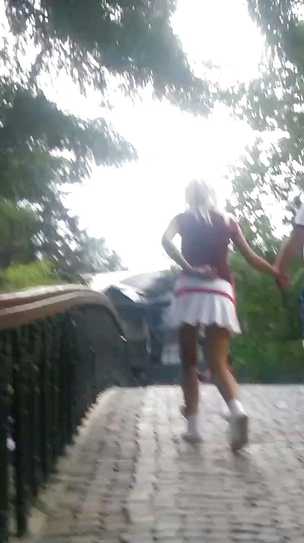 7P Spy sexy blonde skirt and feet romanian