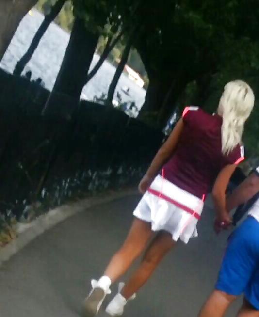 7P Spy sexy blonde skirt and feet romanian