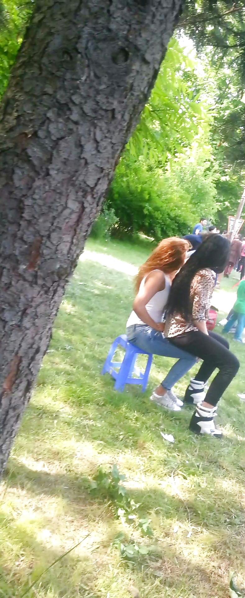 14P Spy sexy teens girls in green grass romanian