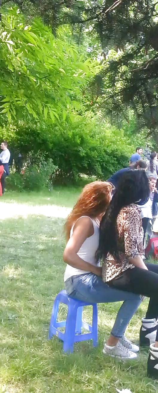 14P Spy sexy teens girls in green grass romanian