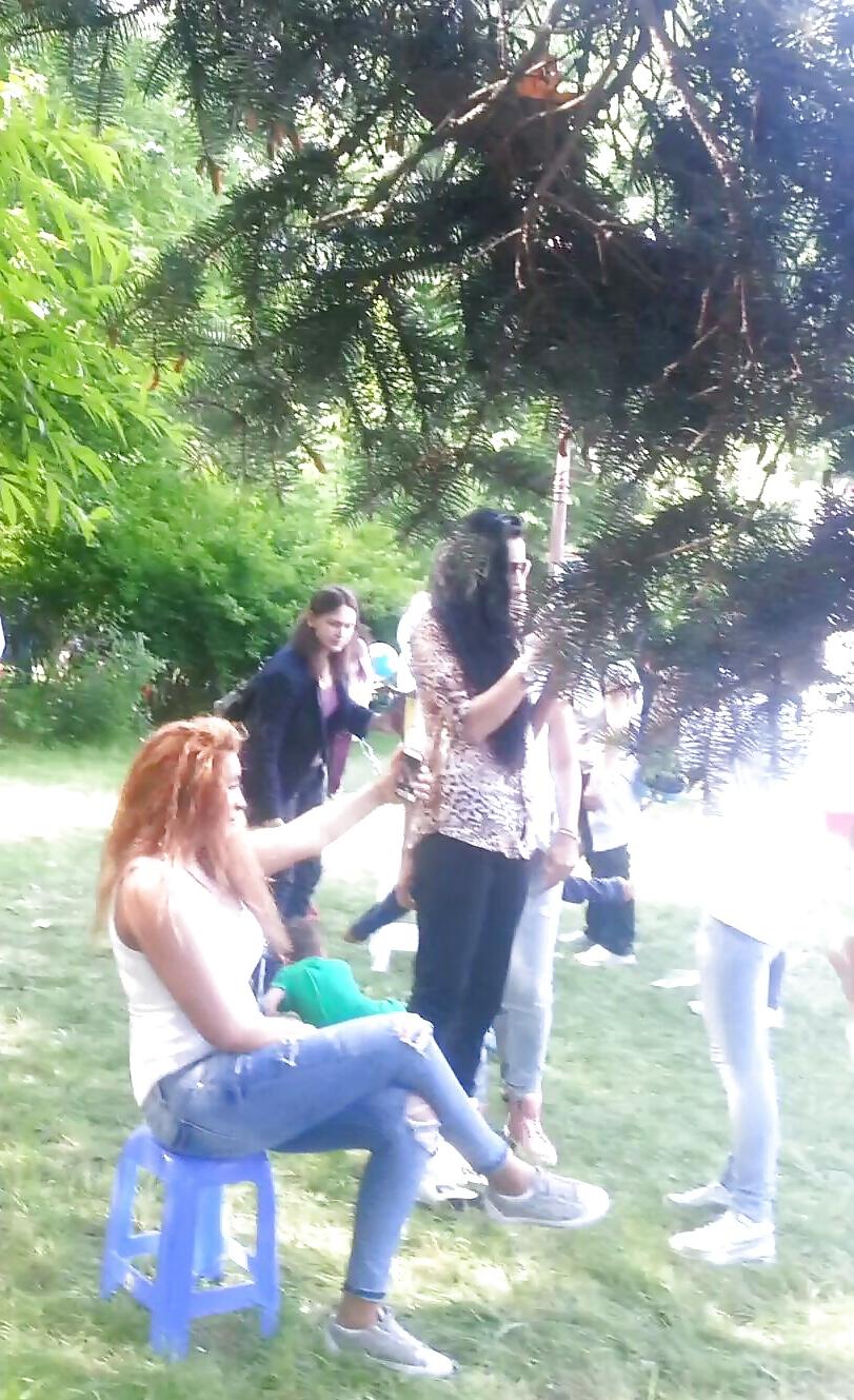 14P Spy sexy teens girls in green grass romanian