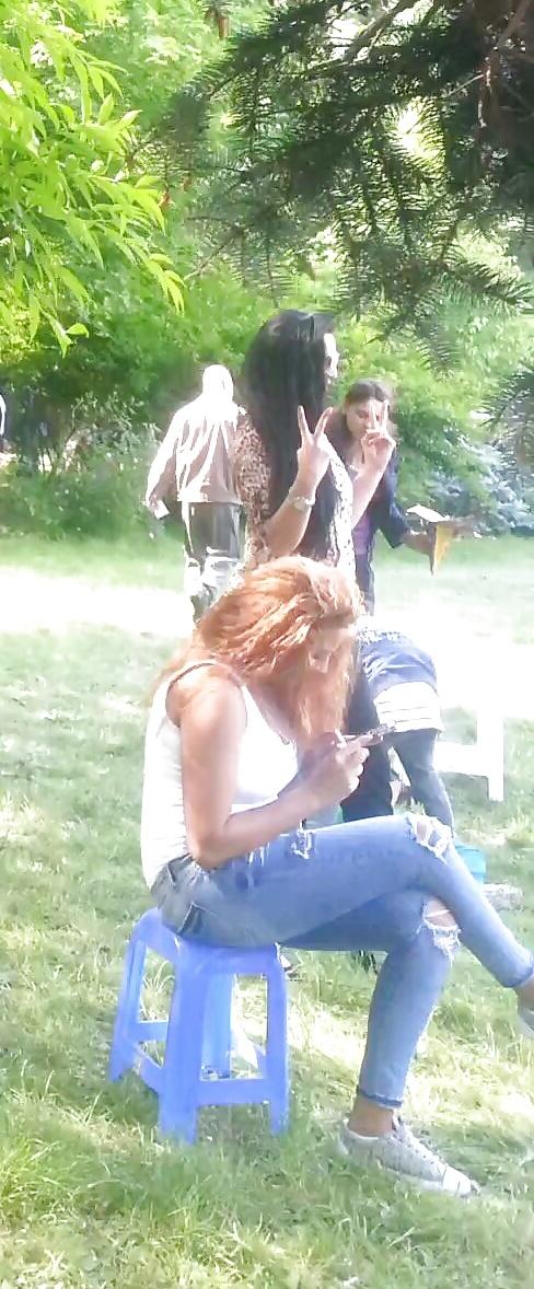 14P Spy sexy teens girls in green grass romanian