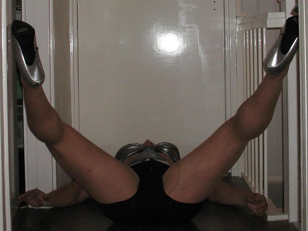 25P Sexy in pantyhose stockings heels lingerie and less