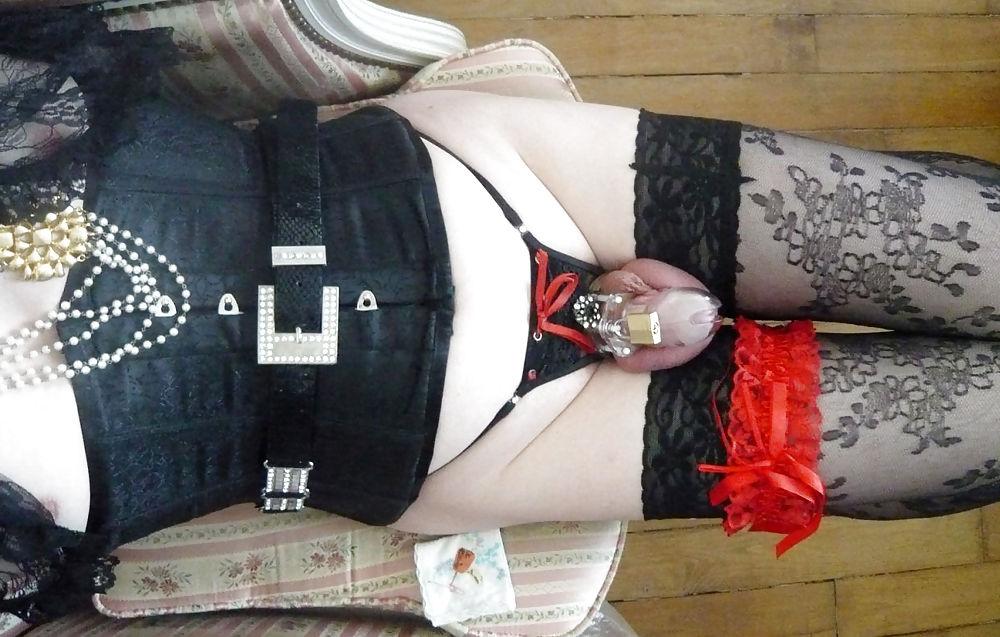 9P Sophie with chestity cage