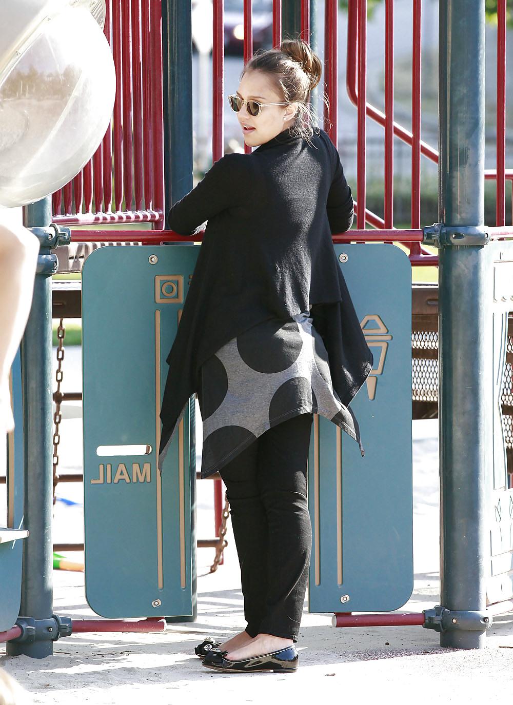 11P Jessica Alba candids out at a park in Los Angeles