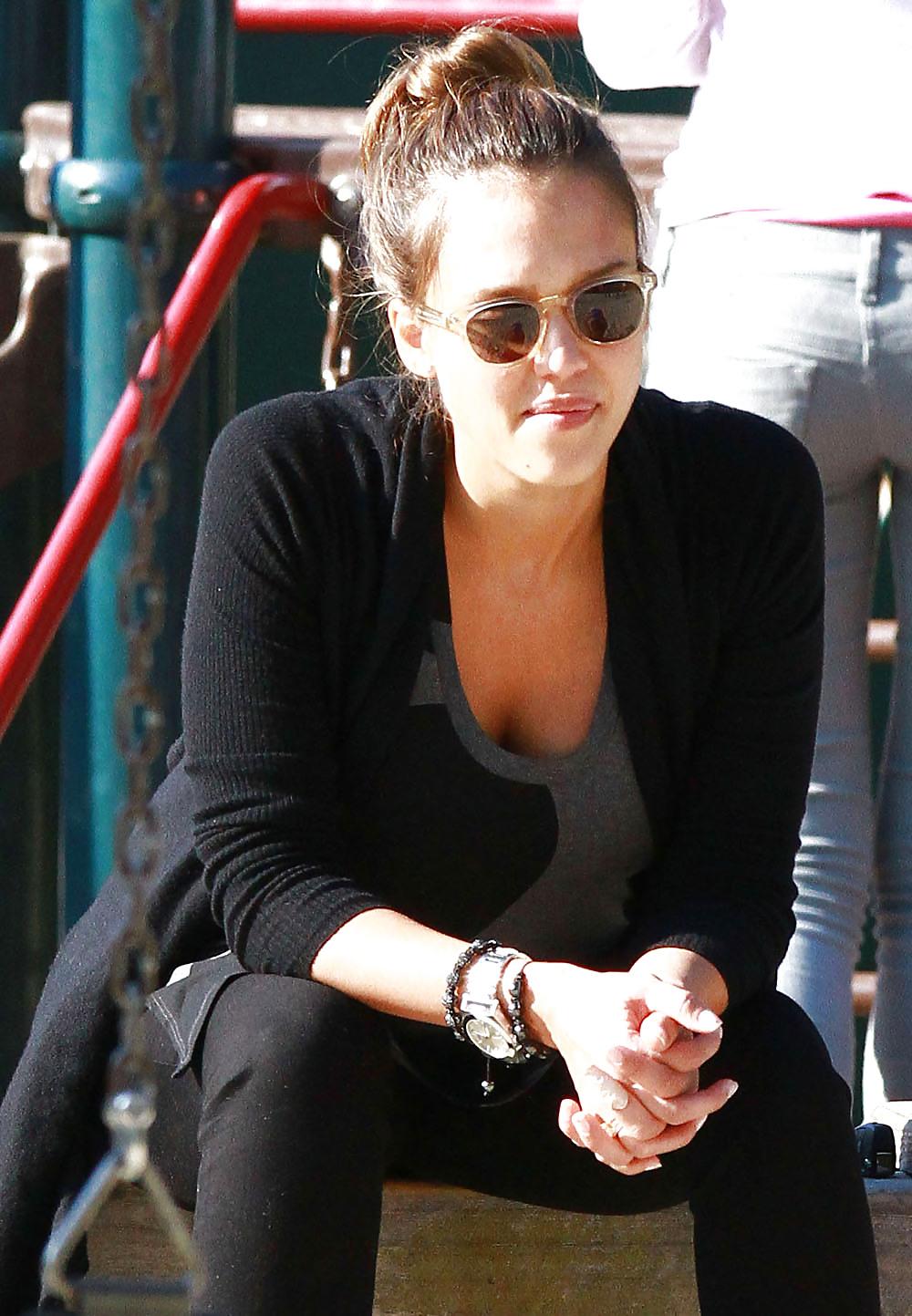 11P Jessica Alba candids out at a park in Los Angeles