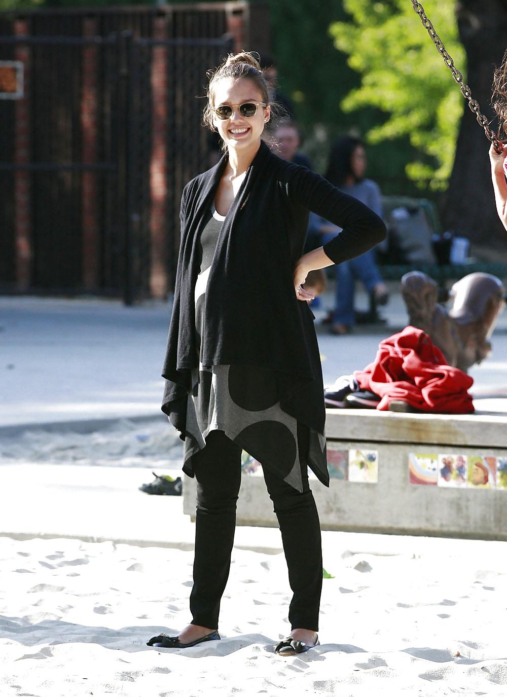 11P Jessica Alba candids out at a park in Los Angeles
