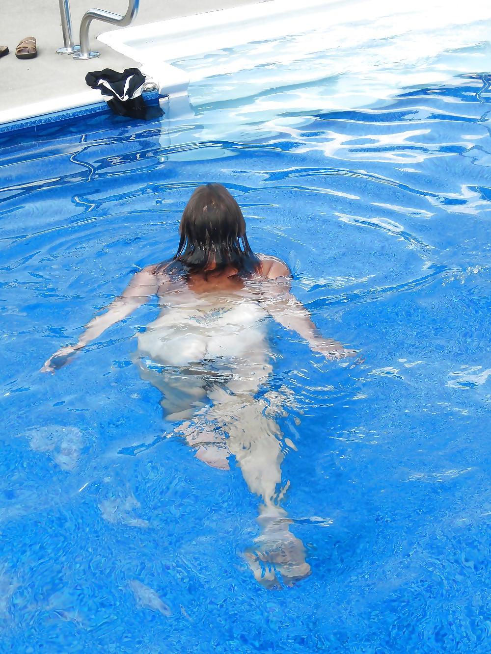 10P My friend lucy enjoying a dip in the pool