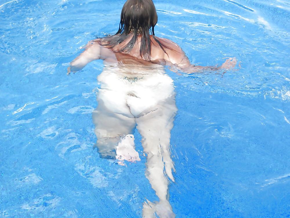 10P My friend lucy enjoying a dip in the pool