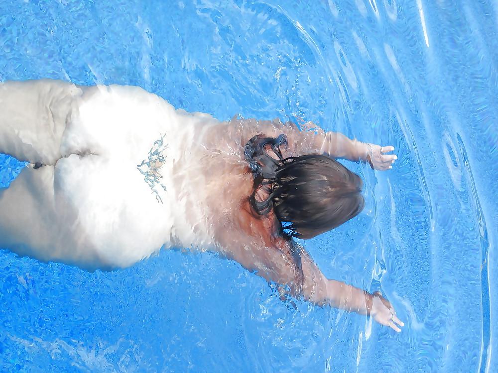 10P My friend lucy enjoying a dip in the pool