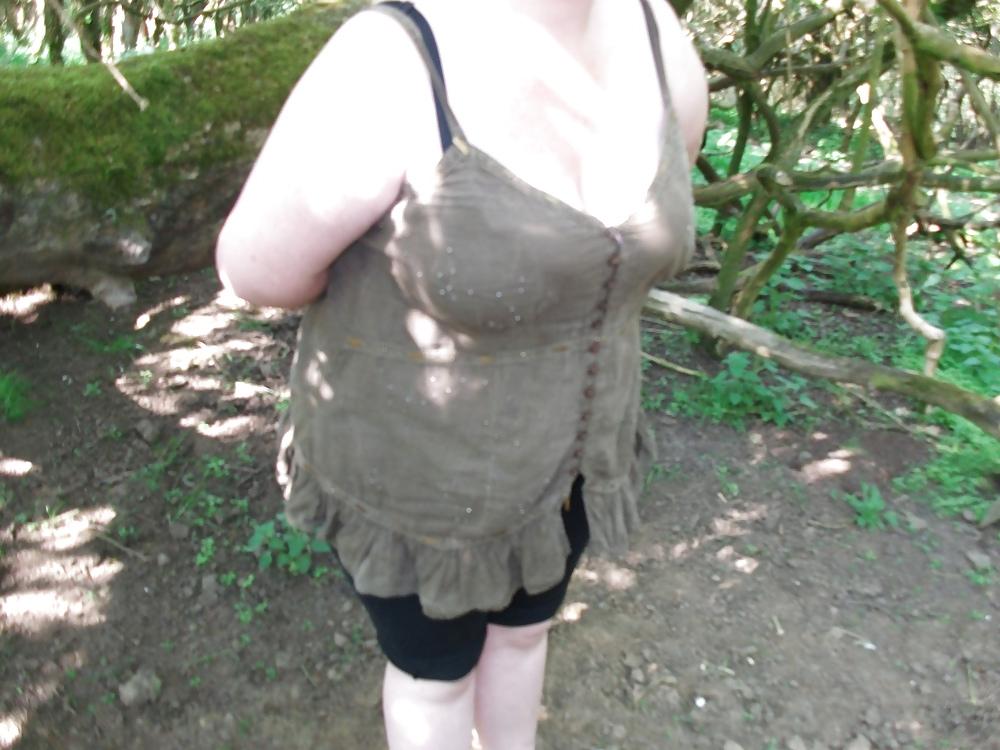 23P Flashing big boobs in the wood!
