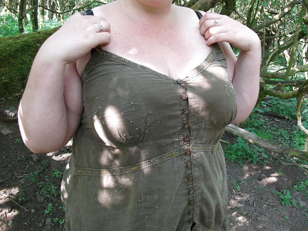 23P Flashing big boobs in the wood!