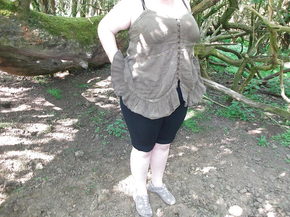 23P Flashing big boobs in the wood!