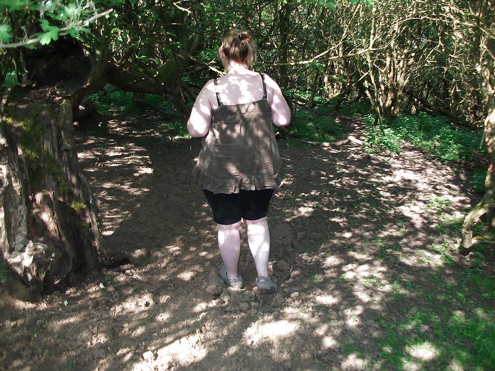 23P Flashing big boobs in the wood!