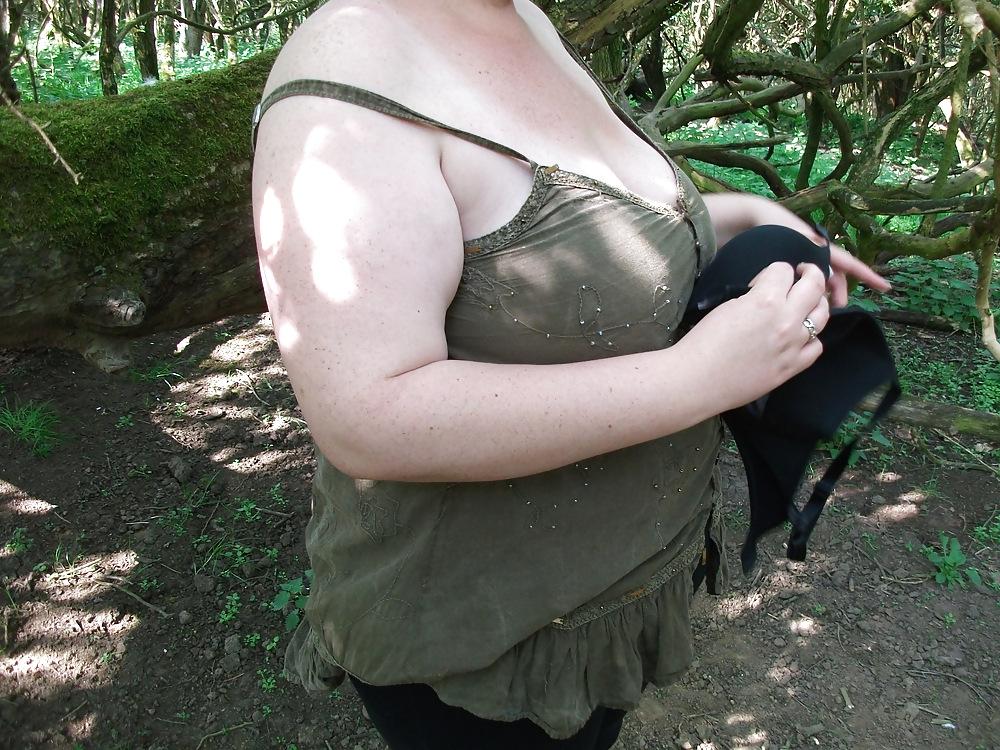 23P Flashing big boobs in the wood!